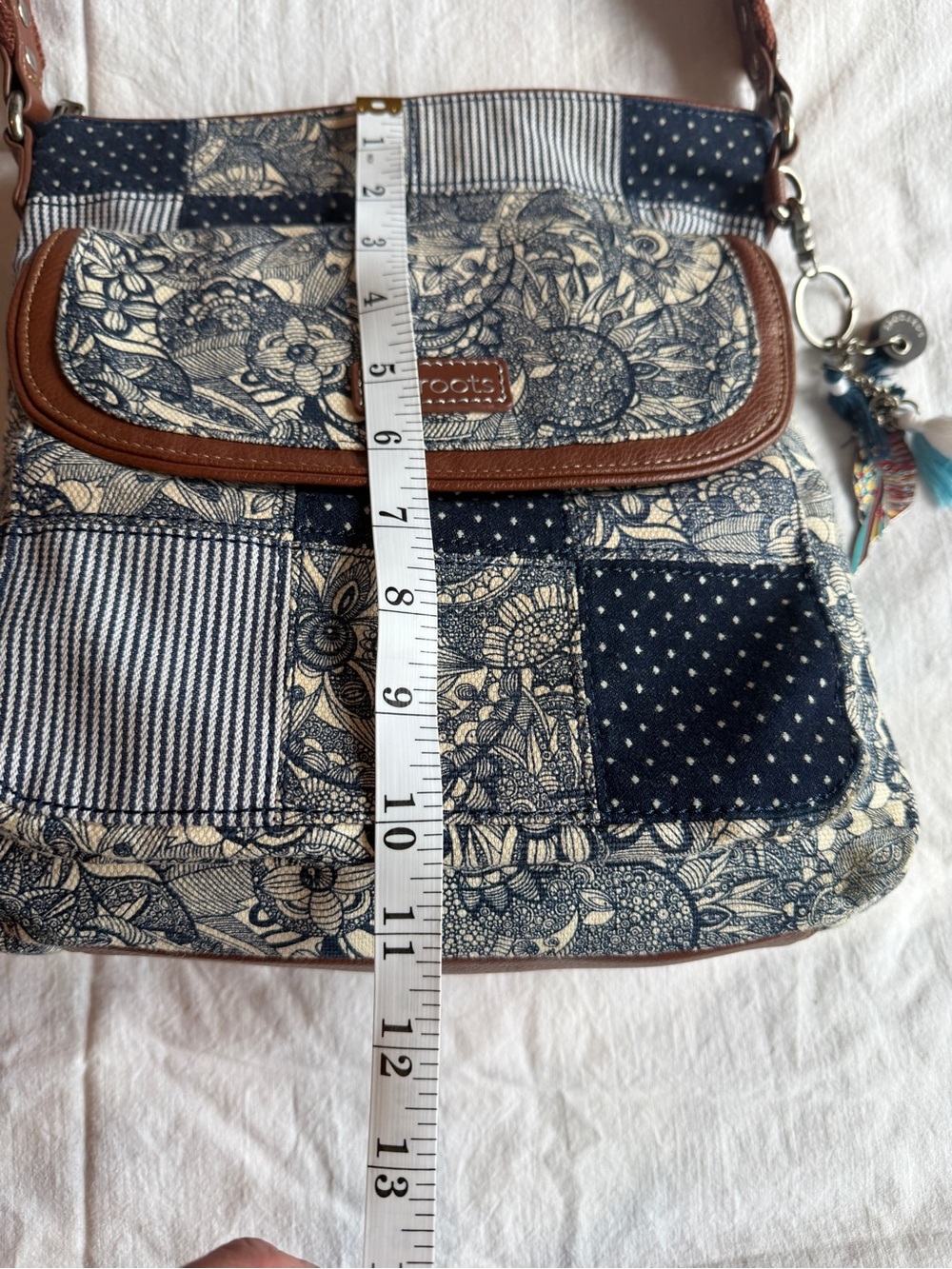 Sakroots Navy and Brown Floral Patchwork Crossbody - Picture 4 of 10